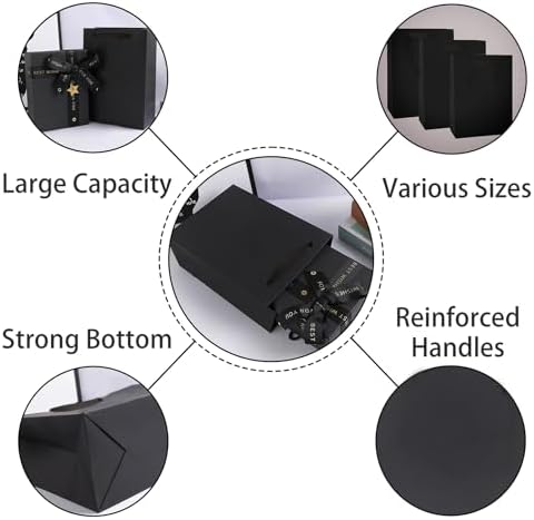 SHIPKEY 10 Pack Small Black Gift Bags