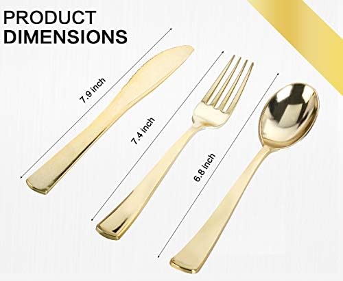 350 Piece Gold Dinnerware Set - 100 Plates 50 Silverware 50 Cups 50 Napkins