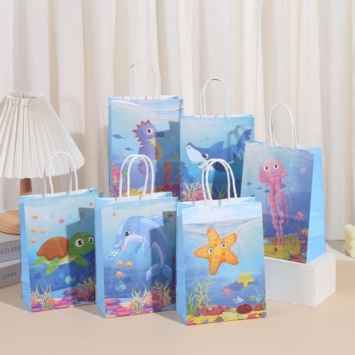 Blue Sea Animal 24pc Gift Bags with Handles