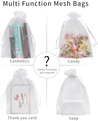100PCS White Organza Gift Bags 4x6 Inch Wedding Favor Pouches