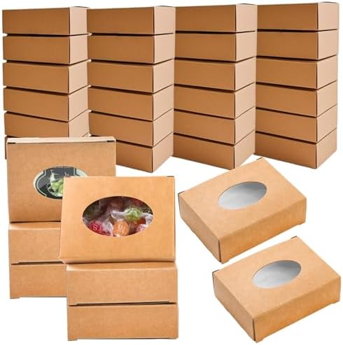120 Pack Kraft Paper Soap Boxes with Window