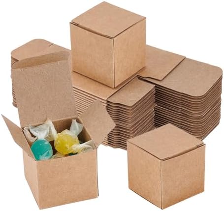 BENECREAT 50PCS Brown Paper Gift Boxes with Lids