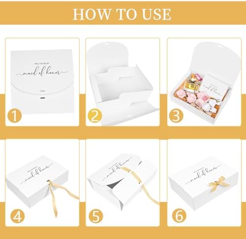 8 Pack Bridesmaid Proposal Boxes with Cards and Ribbons