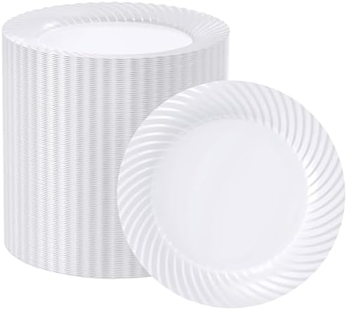FOCUSLINE 7 Inch White Plastic Plates 100 Count