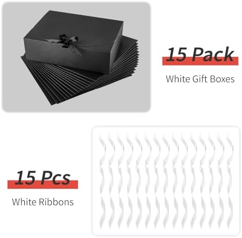 Kucoele 15 Piece Gift Boxes with Lids Black