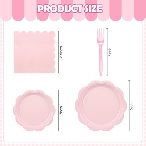96 Pcs Pink Paper Plates and Napkins Set for 24 Guests