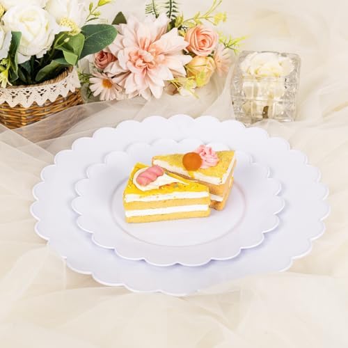 Supernal 100pcs White Plastic Plates for Birthday Wedding Parties