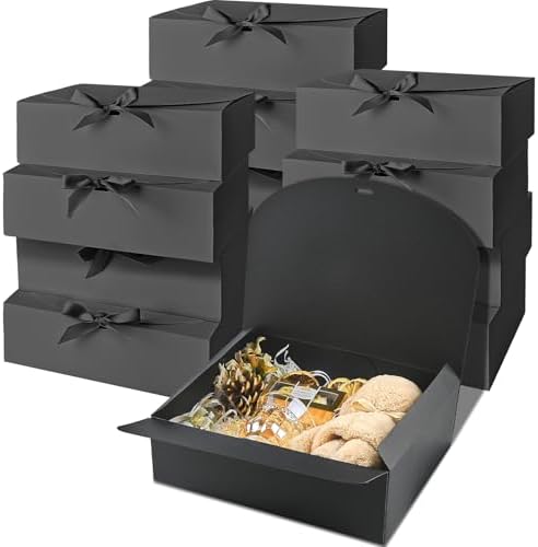 Ocmoiy 12 Pack Black Gift Boxes with Lids