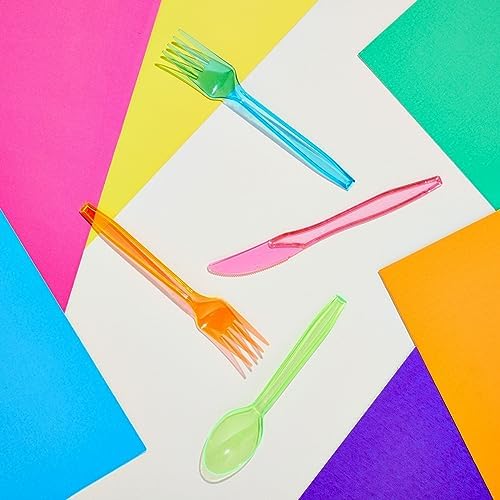 Juvale 216 Piece Rainbow Plastic Cutlery Set for Parties