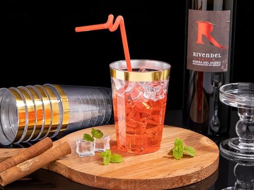 Nervure 120PCS Gold Rim Plastic Cups 12oz