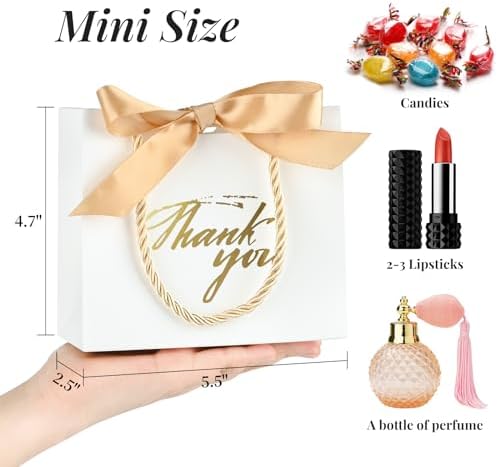 Mauproy 20 Pack Small Thank You Gift Bags with Handles and Ribbons