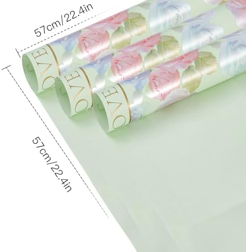 RUSPEPA 20 Sheets Rose Flower Wrapping Paper Green