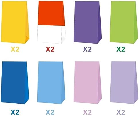 OULUN 16pcs Cartoon Party Bags Red Yellow Green Blue Purple