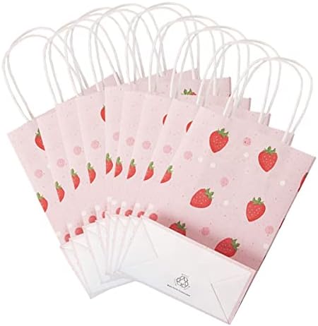Strawberry Pink Gift Bags 16Pcs with Handles
