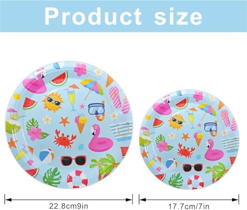 80PCS Summer Beach Paper Plates Set for Pool Parties