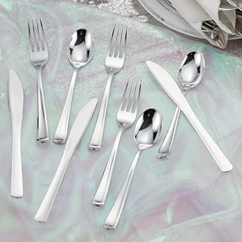 50 Pack Silverware Set with Napkins for Parties