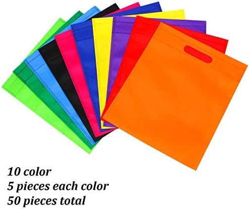 Aneco 50 Piece Rainbow Gift Bags with Handles 95x115 Inch Party Supplies