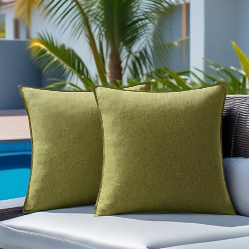 Waterproof Pillow Covers 18x18 Inch Olive Green Pack of 2