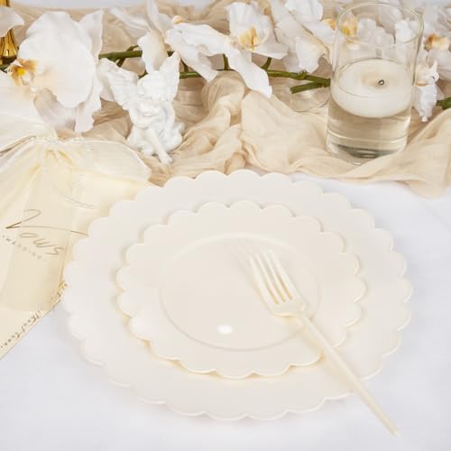 Supernal 100pcs Ivory Plastic Plates for Party
