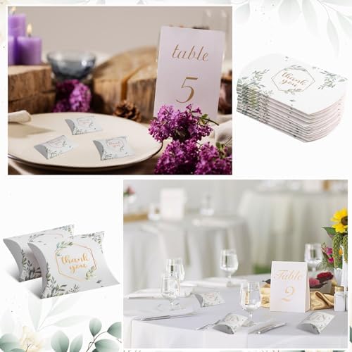 Haomian 100 PCS Kraft Paper Pillow Gift Boxes for Parties and Weddings