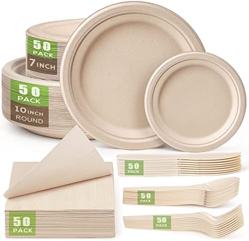 Gezond 300-Piece Compostable Paper Plates Set