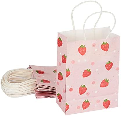 Strawberry Pink Gift Bags 16Pcs with Handles