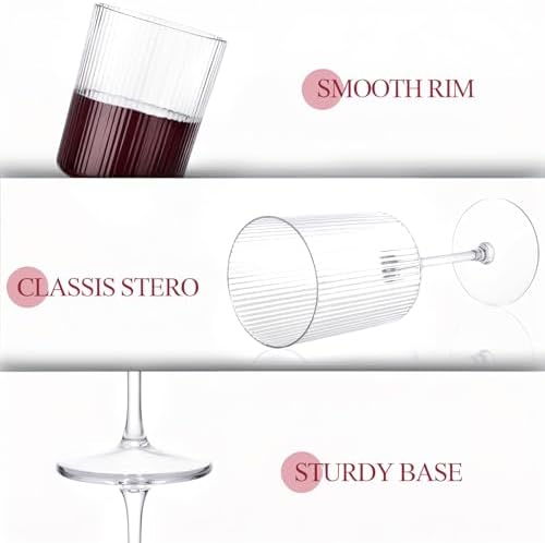Ciaell 12PCS Plastic Ribbed Wine Glasses with Stem