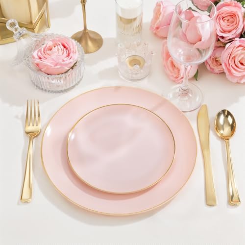 PULOTE 200 Pieces Pink Plastic Plates - Wedding Party