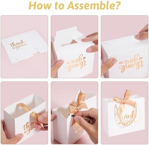 50 Pack Pink Mini Gift Bags with Handles and Bow