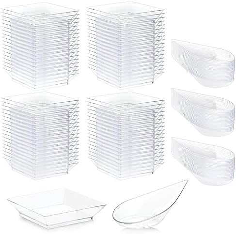 Juvale 72-Piece Mini Appetizer Set - Clear Plastic Plates and Tear Drop Spoons
