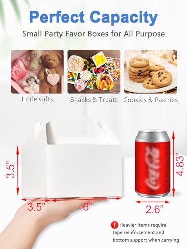 25 Pcs Small Party Treat Boxes White 6 Inch Gable