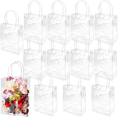 WhizToys 12PCS Clear Gift Bags With Handles