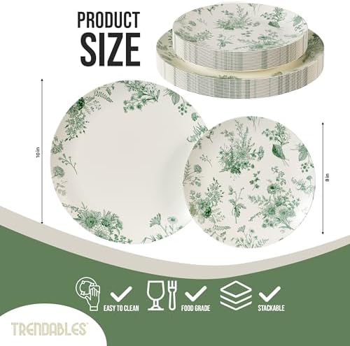Trendables 80 Piece Plastic Disposable Plates Set