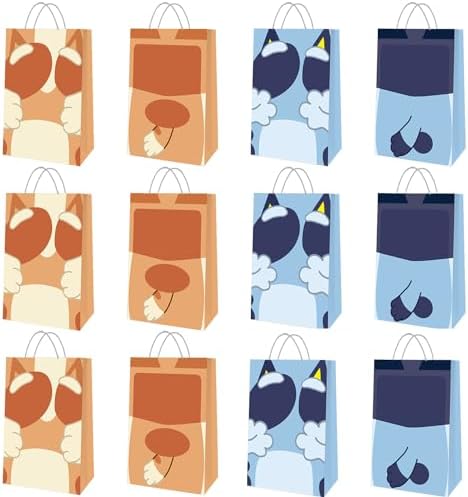 Adikoo Blue Dog Gift Bags 20 Pack for Birthday Party Supplies