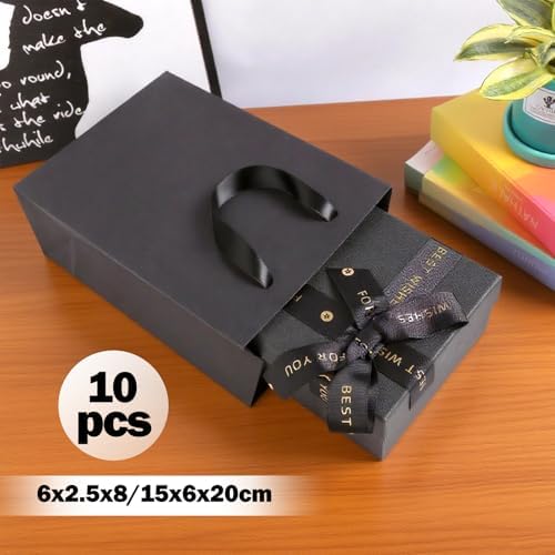 SHIPKEY 10 Pack Small Black Gift Bags