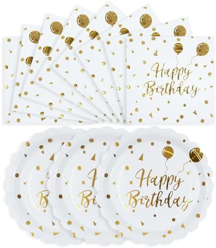 50PCS Happy Birthday Party Plates and Napkins Set