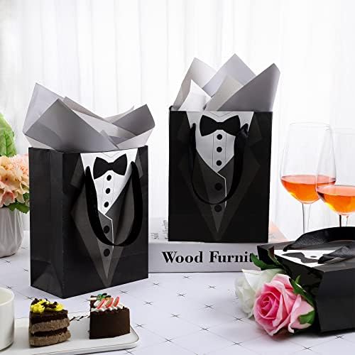 Sinmoe 24 Pack 7 Inch Gift Bags Wedding Favor Tuxedo Treat Wraps