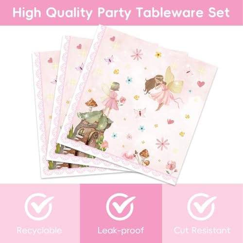 40Pcs Fairy Themed Paper Plates Napkins Party Set