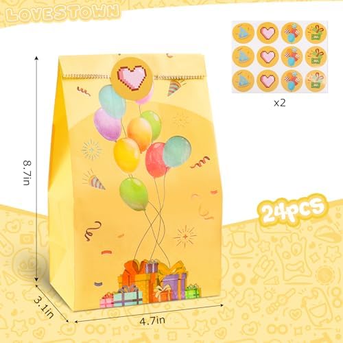 LovesTown 24 Pack Party Favor Bags with Stickers
