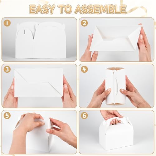 DjinnGlory 36 Pack White Treat Boxes with Handle