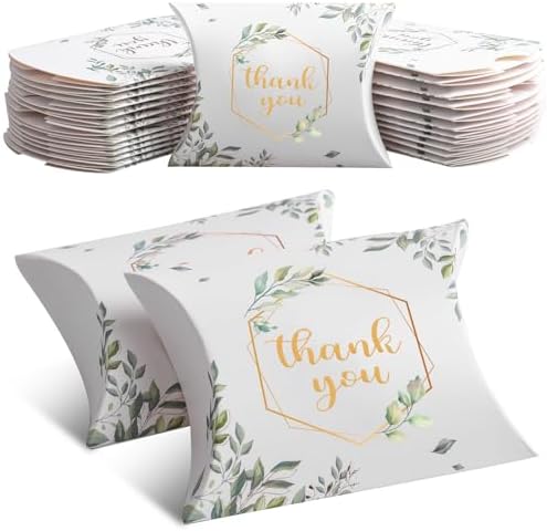 Haomian 100 PCS Kraft Paper Pillow Gift Boxes for Parties and Weddings