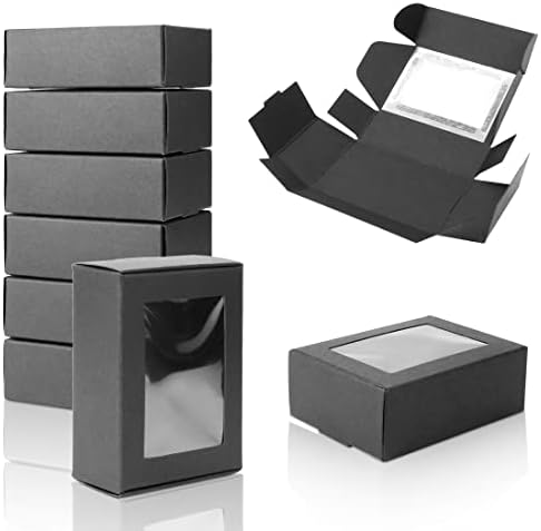 BadenBach 50-Pack Mini Kraft Gift Boxes with Clear Windows