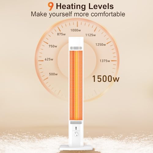 BIESQYA 1500W Infrared Patio Heater with Remote and 9 Heat Levels