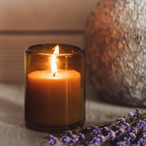 Vanilla Essential Oil Beeswax Candle in Blown Glass Vessel