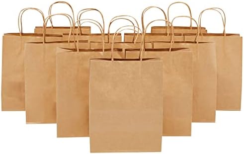 Juvale Brown Gift Bags with Handles - 12 Pack