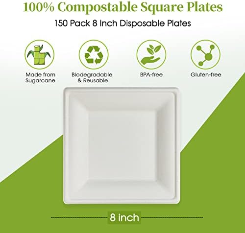 ECOLipak 150 Piece 8 Inch Compostable Plates