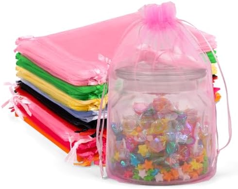 50 Pack Assorted Organza Bags 6x9 Inch for Gifts