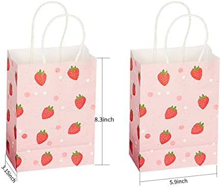 Strawberry Pink Gift Bags 16Pcs with Handles