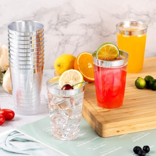 Goodluck 200PCS 14oz Silver Plastic Cups for Parties