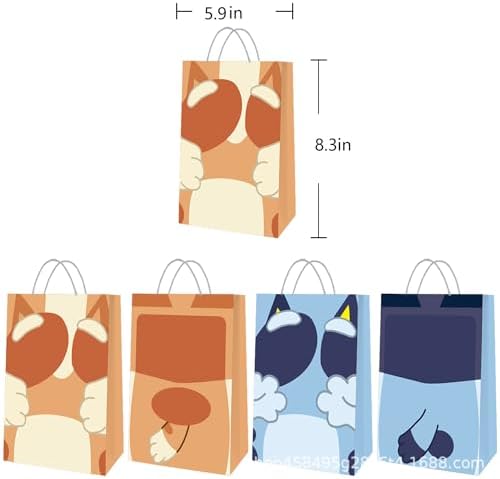 Adikoo Blue Dog Gift Bags 20 Pack for Birthday Party Supplies